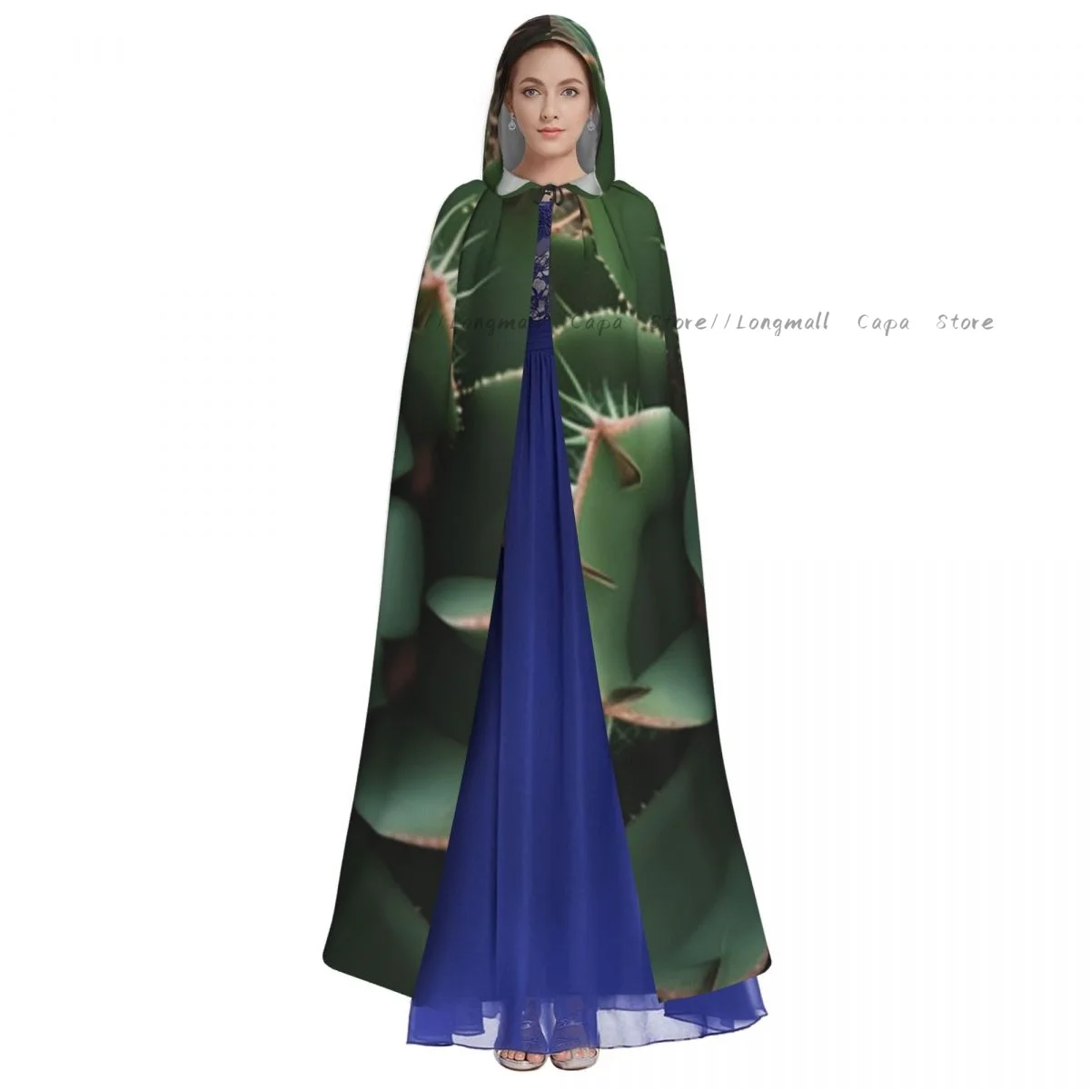 Adult Vampire Cape Hooded Robe Cactus In The Desert Halloween Cloak Full Length Cosplay