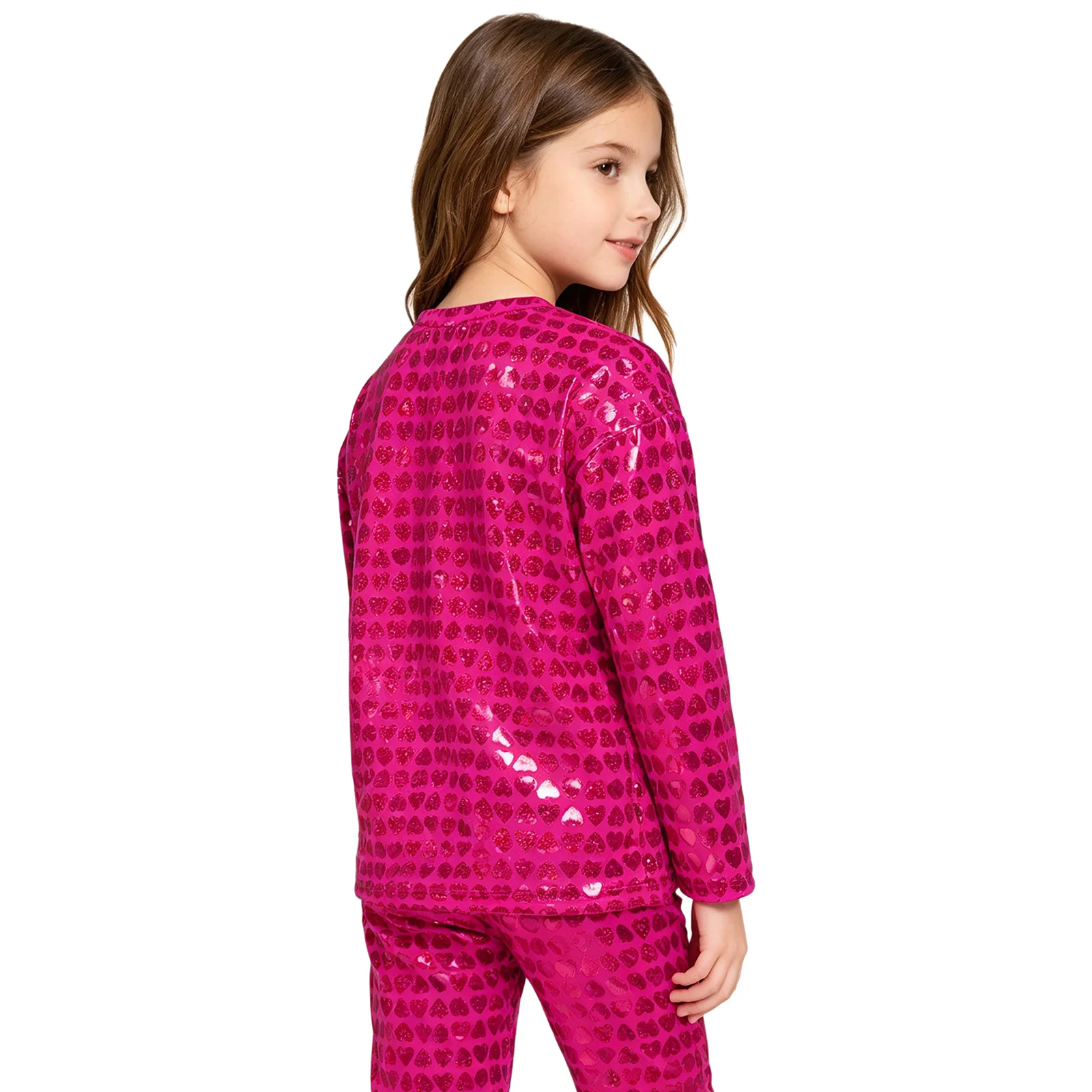 Boys Girls Shiny Long Sleeves Party T-Shirt Tops Kids Metallic Modern Jazz Hip-hop Dance Costumes Stage Performance Dancewear
