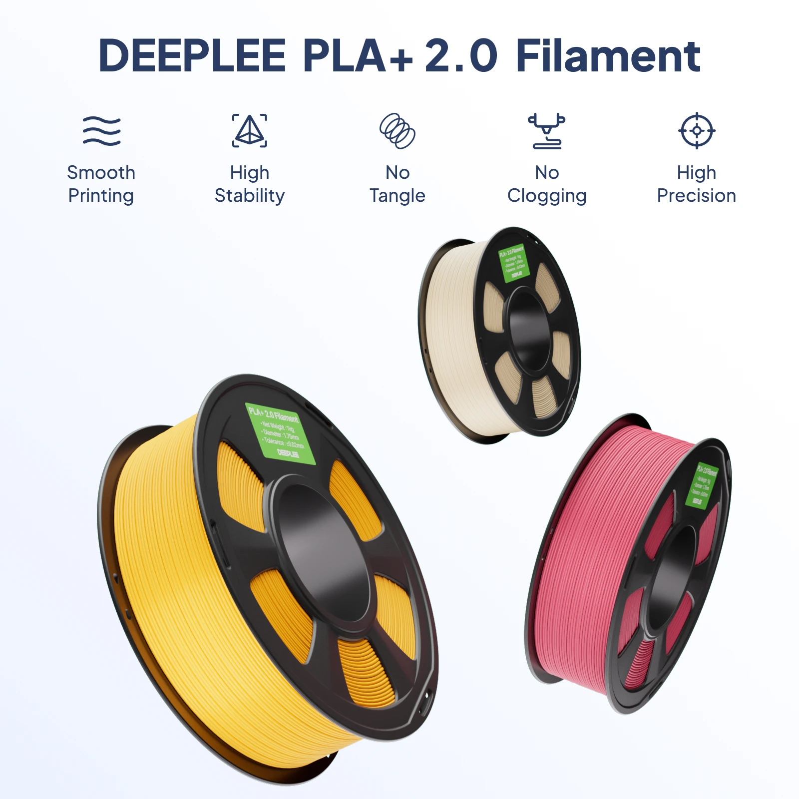 Zestaw filamentów PLA+2.0 do drukarek 3D, ulepszony filament PLA+ 1,75 mm, bardziej wytrzymały i mocny, 10 kg, czarny, pasuje do większości drukarek 3D FDM. — zdjęcie produktu 3