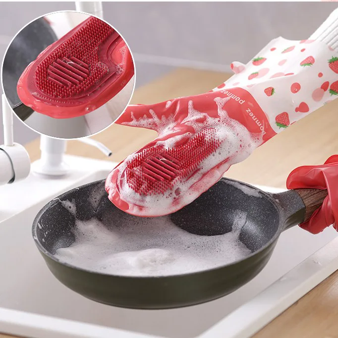 

Многофункциональная щетка для волшебных перчаток: бытовая пластиковая латексная водонепроницаемая, для чистки кухни, стирки, мытья посуды (для девочек)