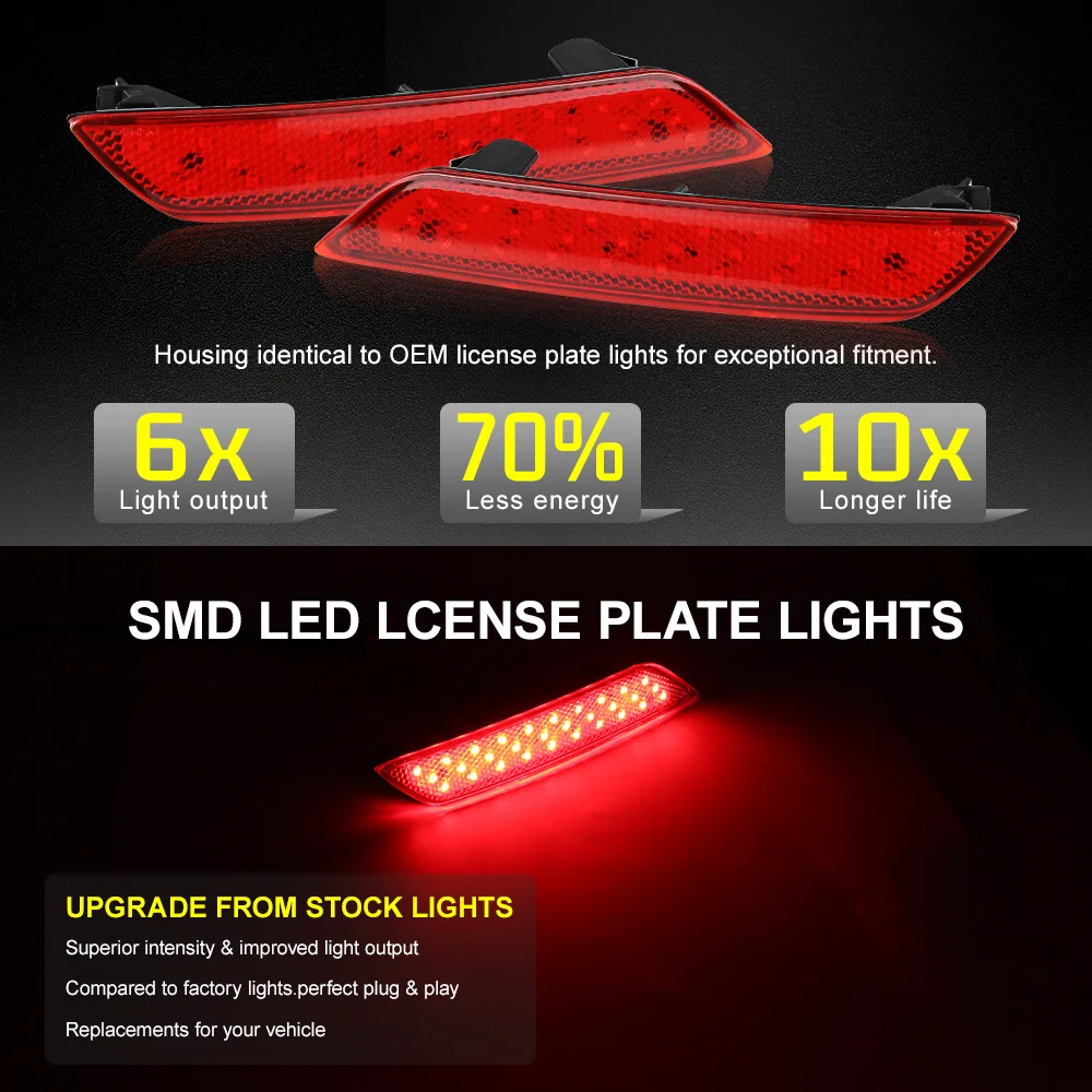 1 Pair LED Rear Bumper Reflector Light For Honda Civic Sedan 2013 2014 2015 Tail Stop Brake Lamp Car Accessories