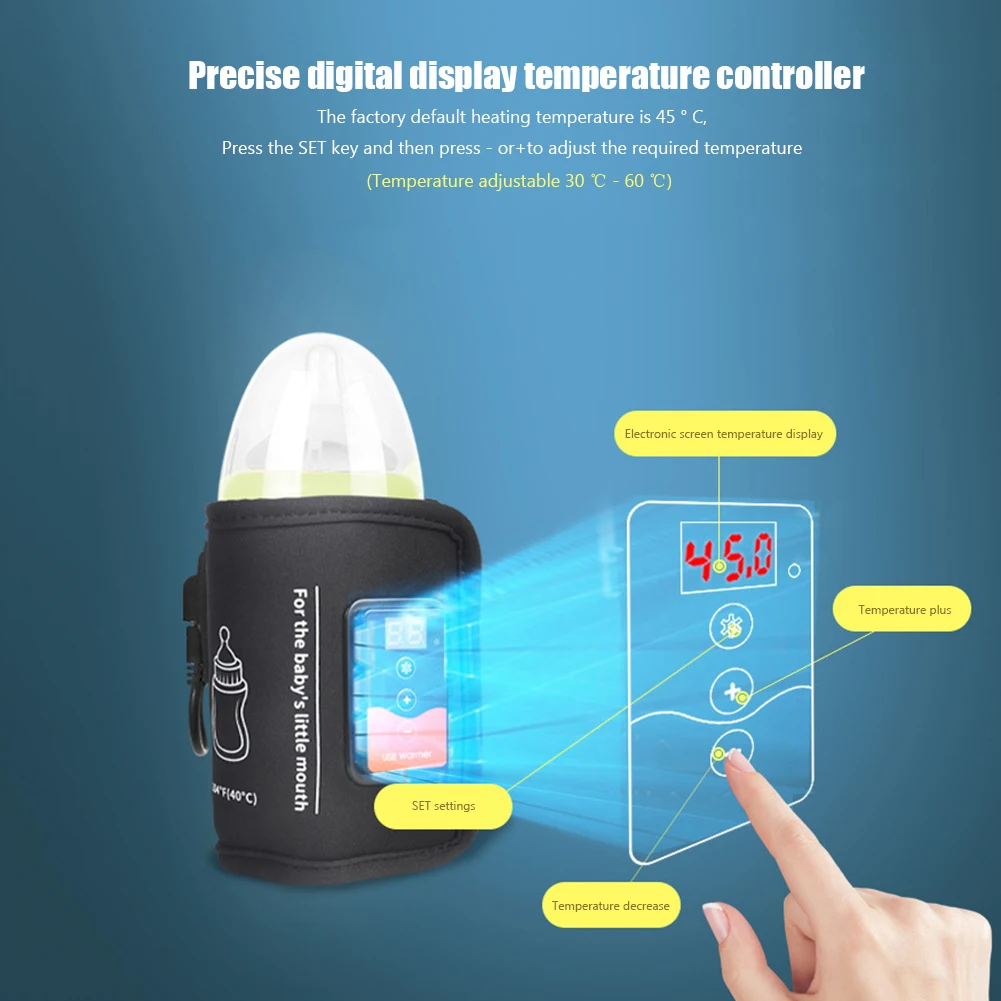 Smart Insulation Bag Constant Temperature Baby Feeding Milk Bottle Warmer Portable Baby Feeding Bottle Warmer for Travel Carrier