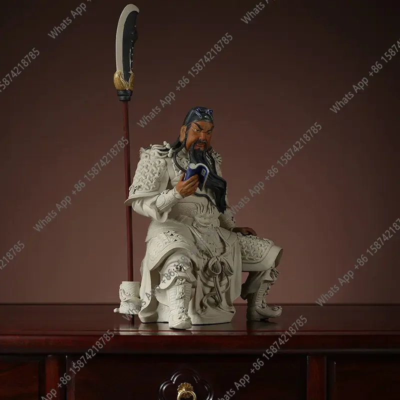 ZL Wu God of Wealth Buddha Statue Guan Gong Ornament Lucky Chinese Home Living Room Guan Gong Night Reading Spring and Autumn Sh view 3