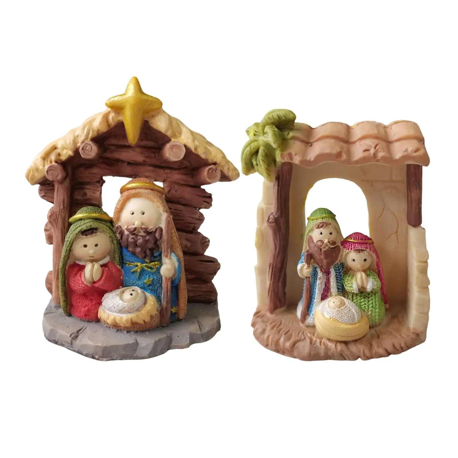 Heilige Familie Statue Harz Joseph Jesus Skulptur Mary Mutter Weihnachten Krippe Set Statue für Zuhause Tisch Weihnachten Dekoration