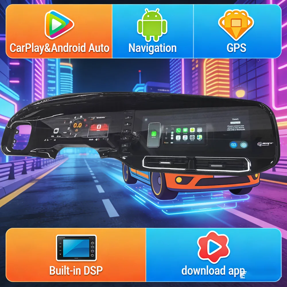 

Android Auto Carplay 24.6" For Dodge Charger 2011-2019 Car Radio + Digital Cluster GPS Navi Tape Recorder Stereo Head Unit DSP