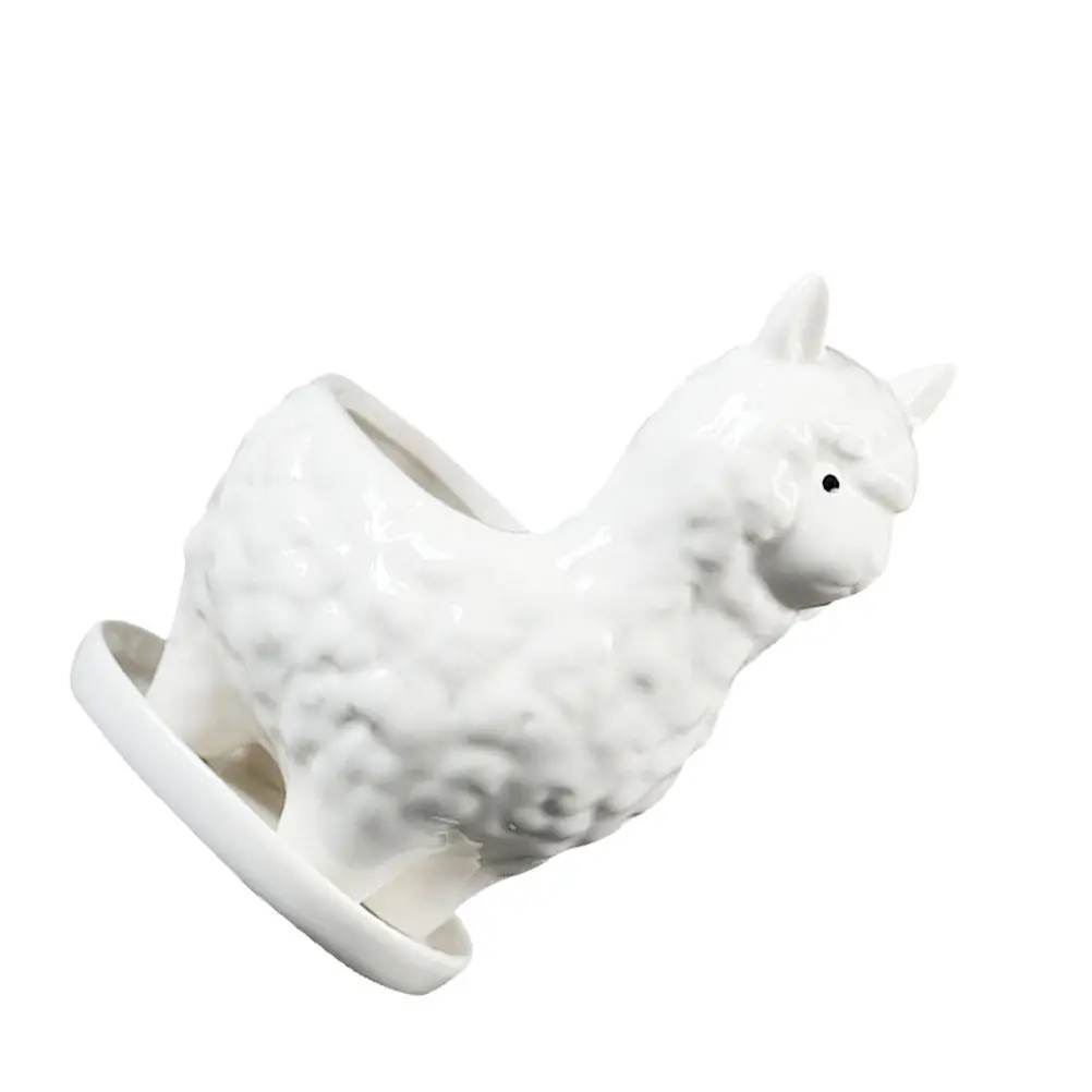 1Pcs Ceramic Flowerpot Alpaca Shaped Succulent Plant Pot Portable Decorative Home Office Gardening Prop Flowerpot