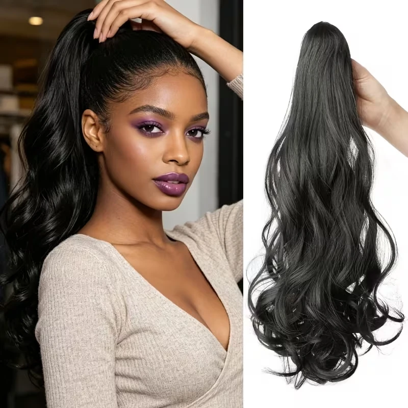 18Inch Synthetic Claw Clip Ponytail Extension for Women Wavy Curly Clip‑in Ponytail Hairpiece for Daily Party Hair Makeover