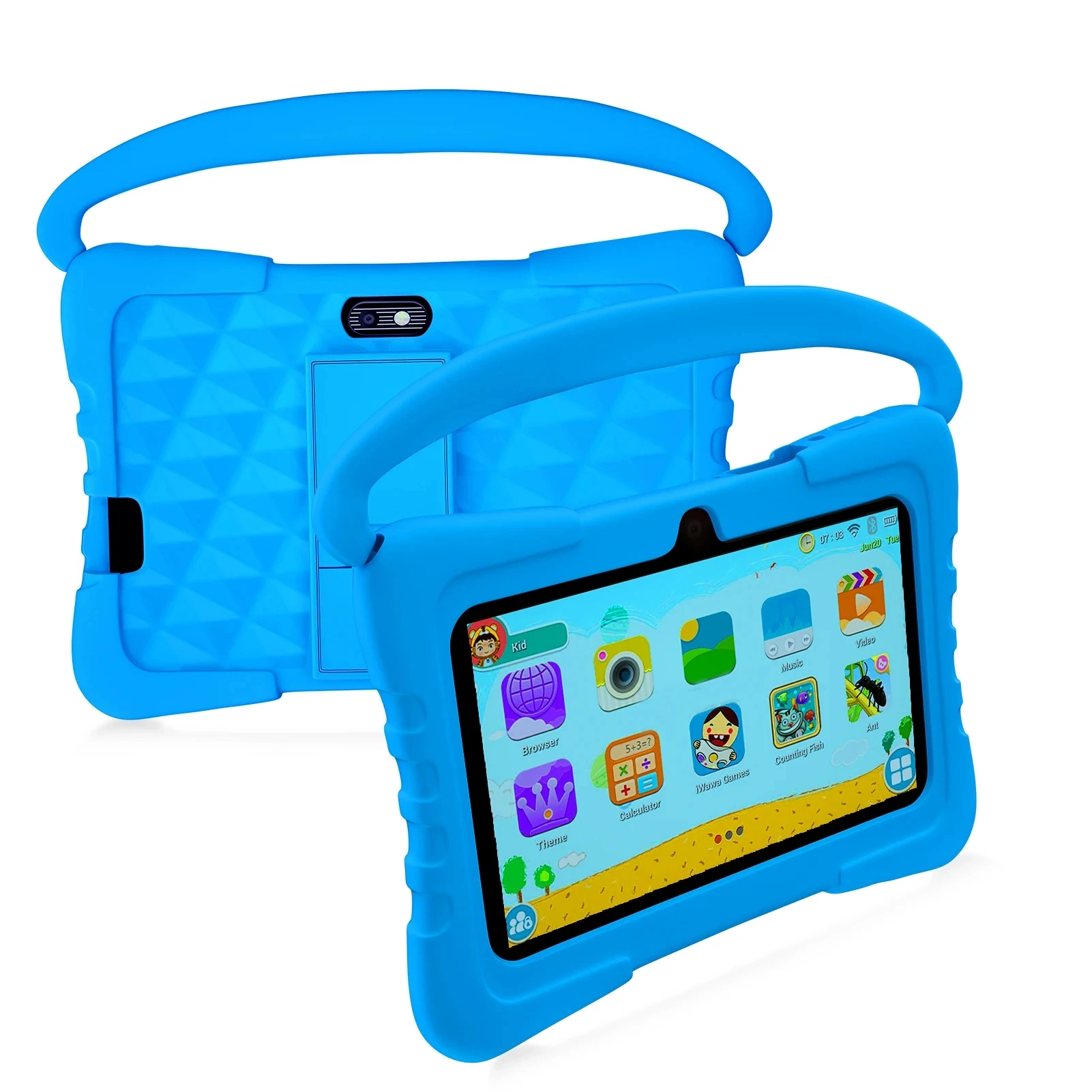 Kids Google Play Tablet, Android 12, Quad Core, 4GB + 64GB ROM, câmeras duplas, Bluetooth, 5G, WiFi, presentes infantis, 7"