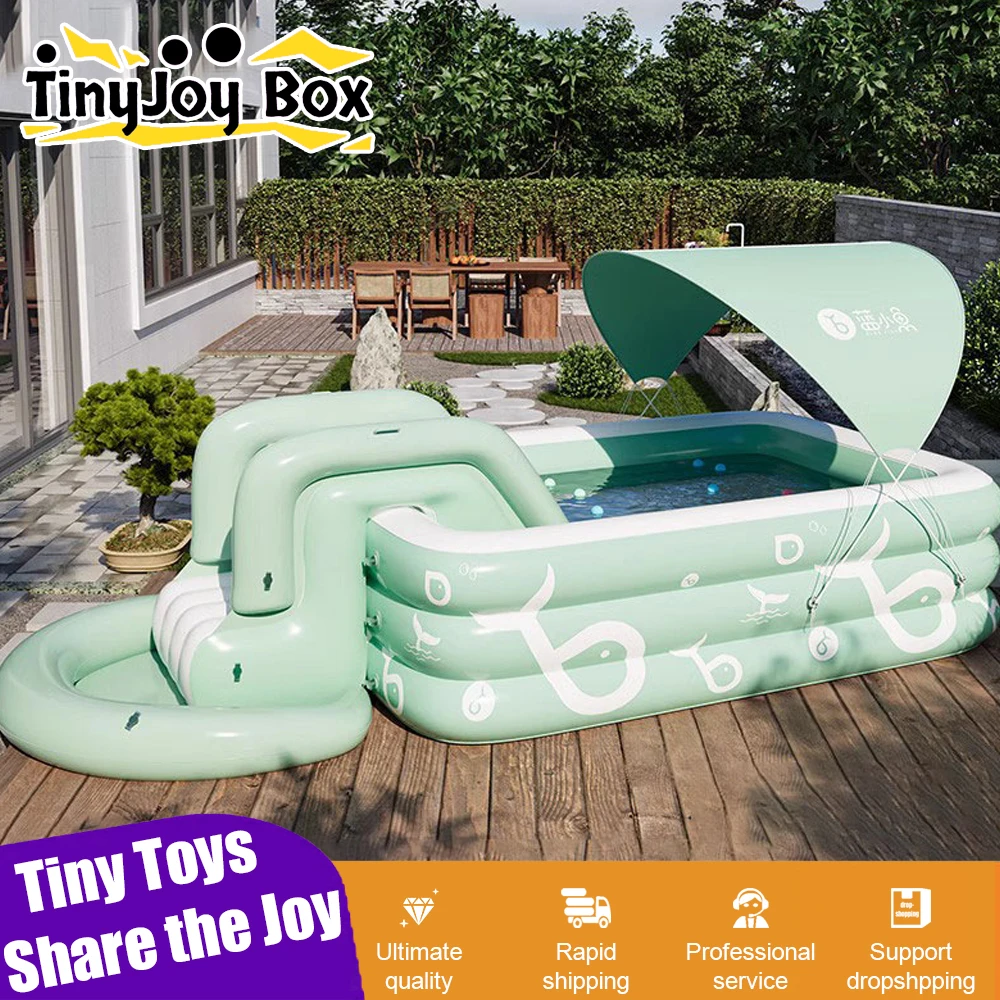 

Large Folding Swimming Pool Inflatable Pool Indoor Outdoor with Sunshade Slide Family Adult Kids Party Pools Toys for Children