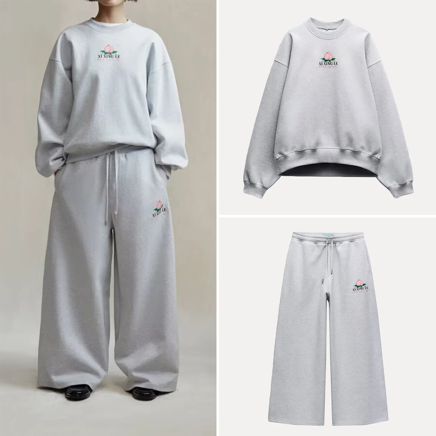 

Толстовка с вышивкой и длинные брюки, костюм для бега, женская повседневная спортивная одежда, круглый комплект из двух предметов Ne Long Sve, бренд Z
