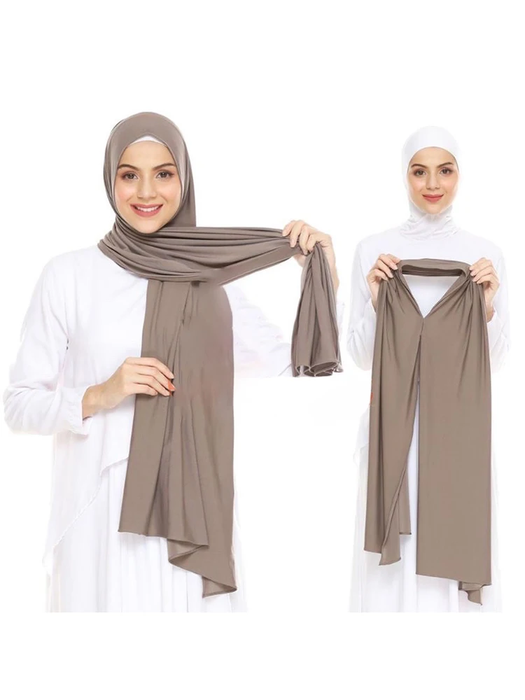 Premium-Jersey-Instant-Hijab, guter Stich, dehnbarer Jersey-Schal, Malaysia-Wickel, schlichter muslimischer Turban, Stirnband, Tücher, Lieferant – Detail 1