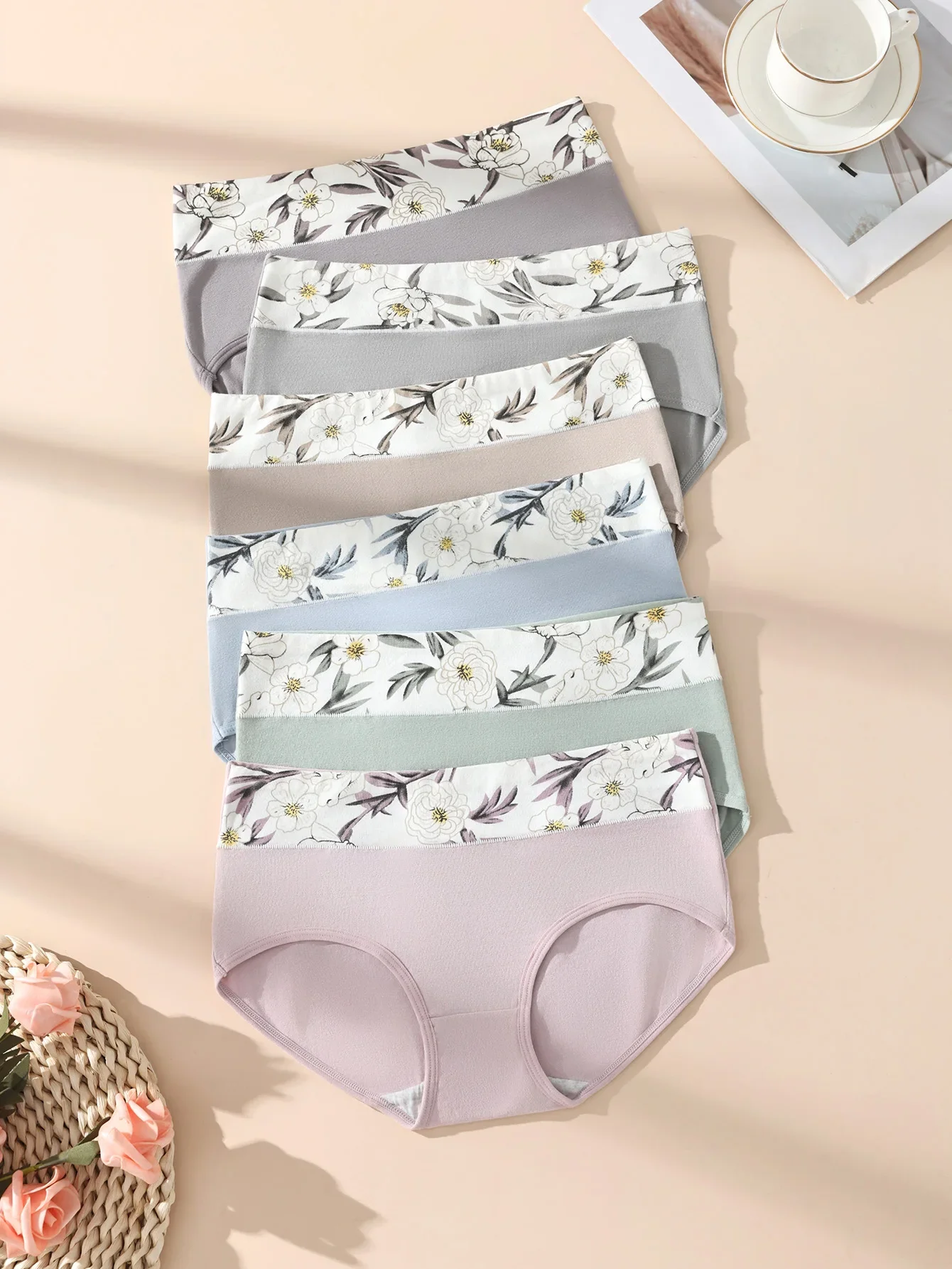 6Pcs/Set Cotton Women Panties High Waist Underwear Cute Print Girls Briefs Sexy Panty Plus Size M-5XL Underpants Ladies Lingerie