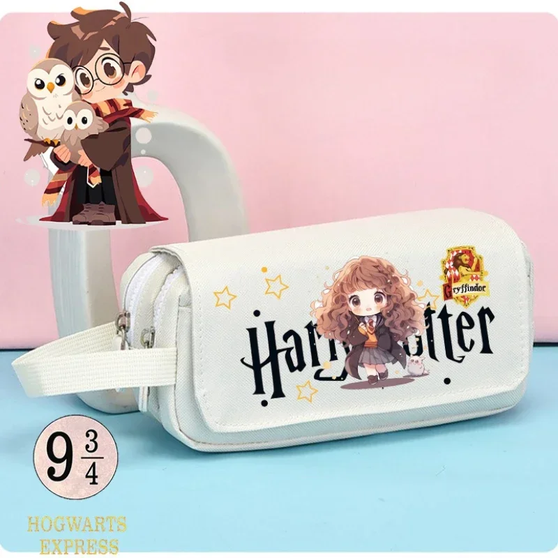 Harry Potter Pencil Bags Anime Figure Cartoon Fashion Pencil Case Portable Storage Bag Student Stationery Kid Toy Christmas Gift