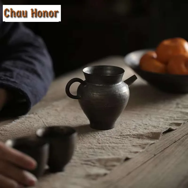 200ml Chinese Iron Rust Glazed Tea Pitcher Japanese Thin Tire Coarse Pottery Cha Hai Justice Cup Coffee Cafes Accessories Gifts view 5