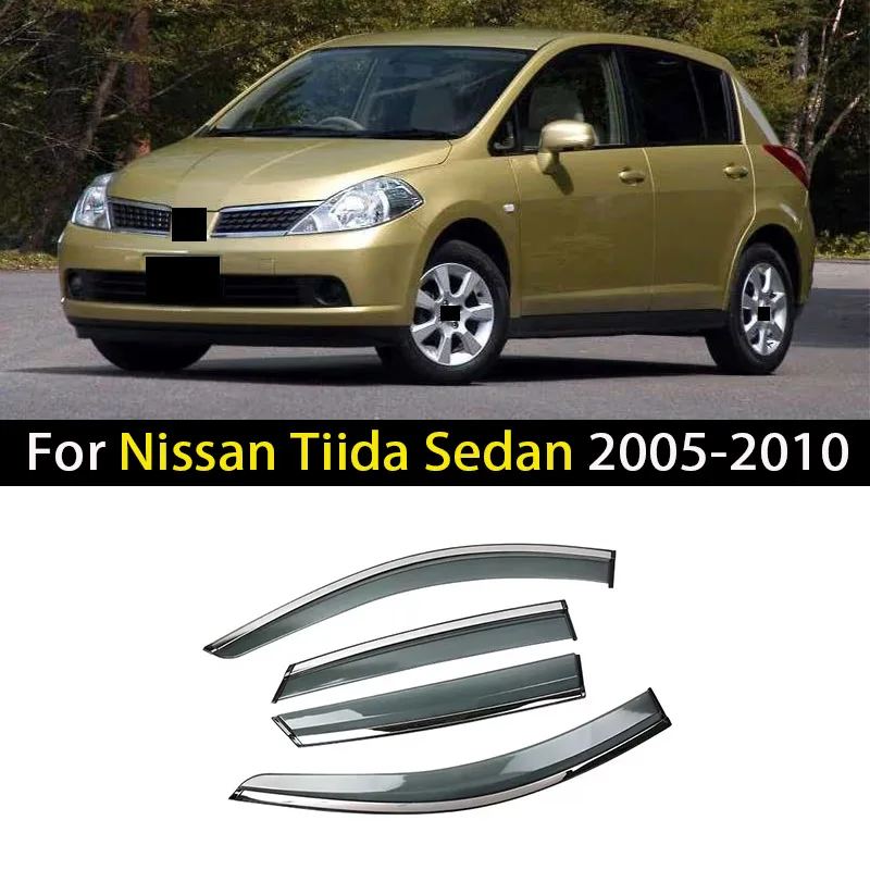 Car Window Visor For Nissan Tiida Sedan 2005 2006 2007 2008 2009 2010 Deflectors Window Rain Guard Weathershield Sun Rain Guard