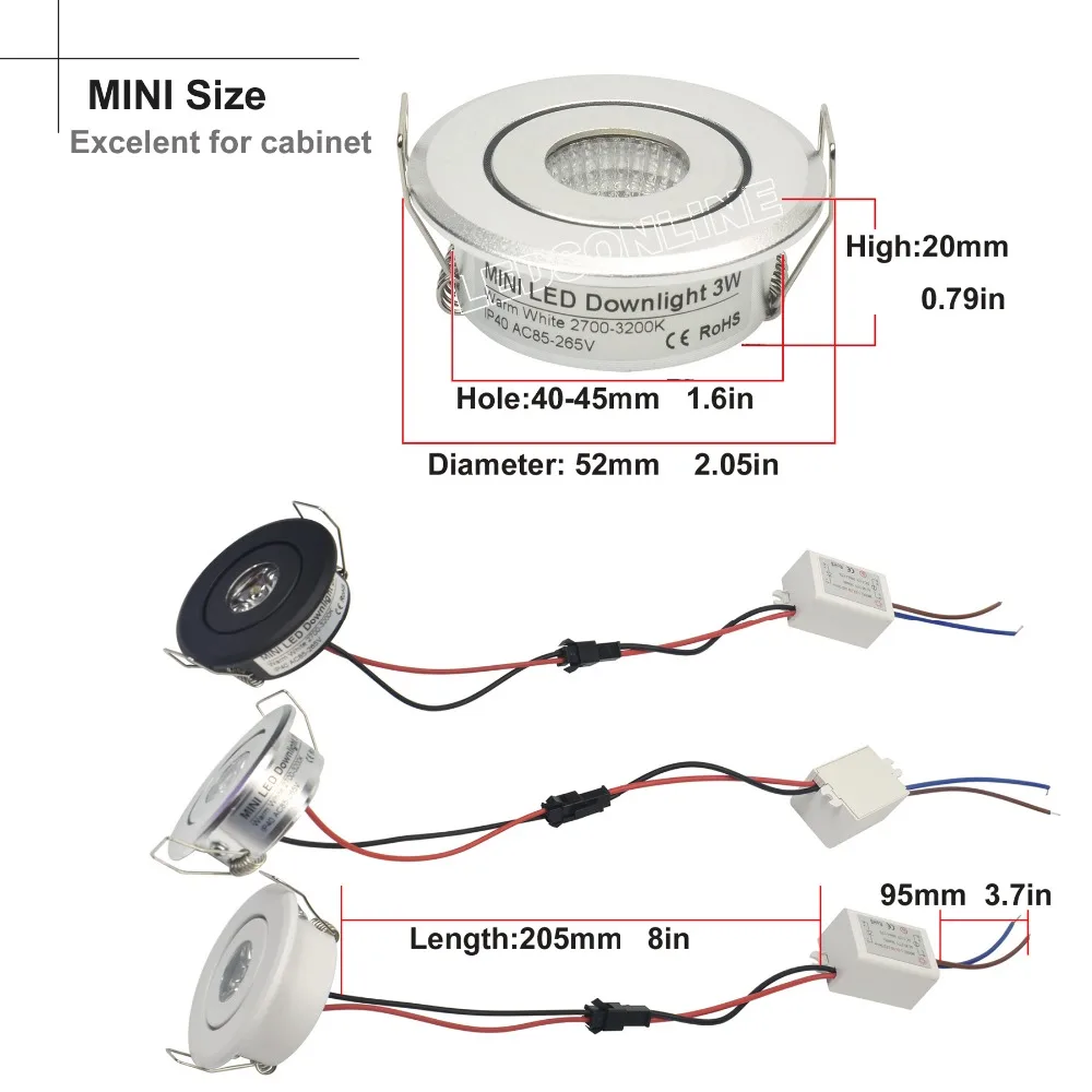 home store decor hot products 4pcs/lot  mini Led spot light Downlights cabinet lights 1W 3W Hole size 40-45mm 110-270LM