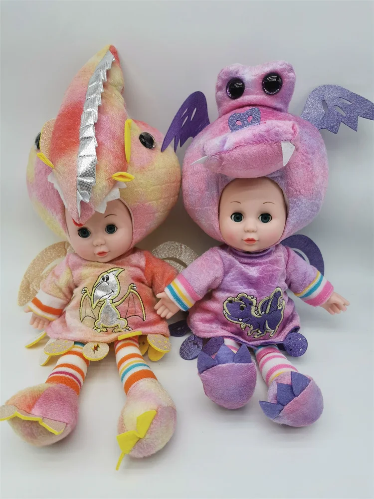 Cute simulation baby interactive cross dressing dinosaur voice hanging rope plush toy fabric doll children's souvenir gift