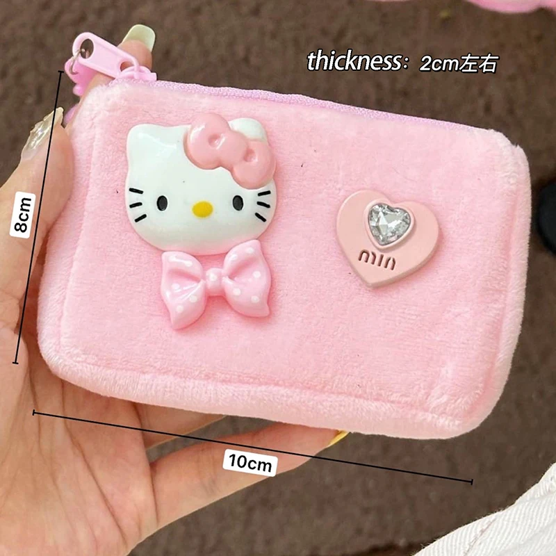 Hello Kitty Plush Wallet Mini Storage Bag Cute Card Bag Backpack Charm Kawaii Soft Stuffed Coin Purse Christmas Gift