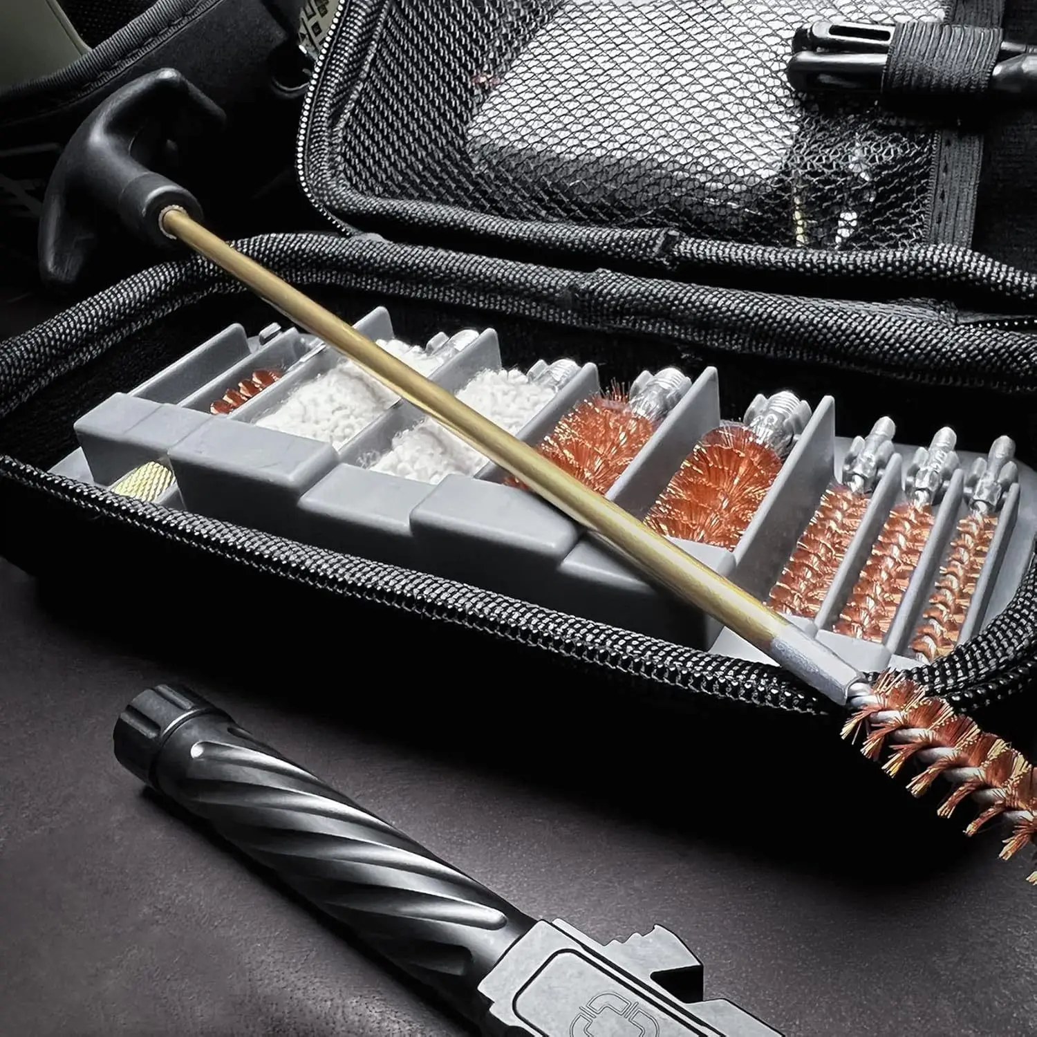 Boosteady Universal-Waffenreinigungsset für Kaliber.22,.357,.38, 9mm,.45 mit Bronzebürste und Messingsägeadapter – Detail 5
