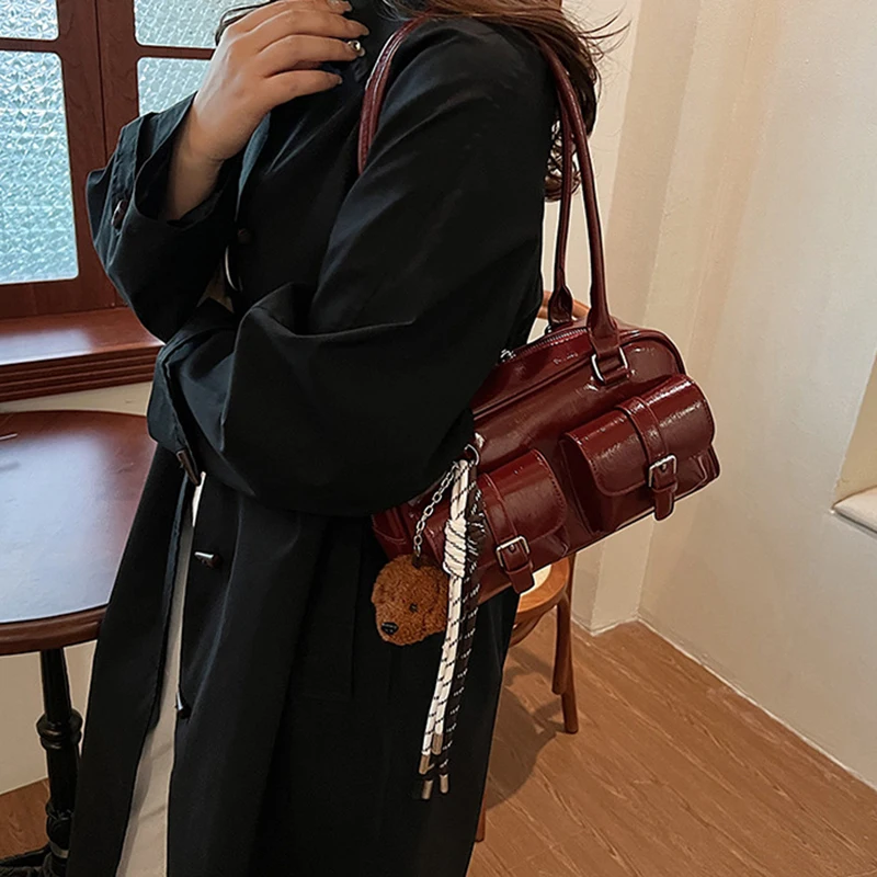 New Women's Handbag Light Luxury Niche PU  High-end Feel Hand-held Bill of Lading Shoulder Bag