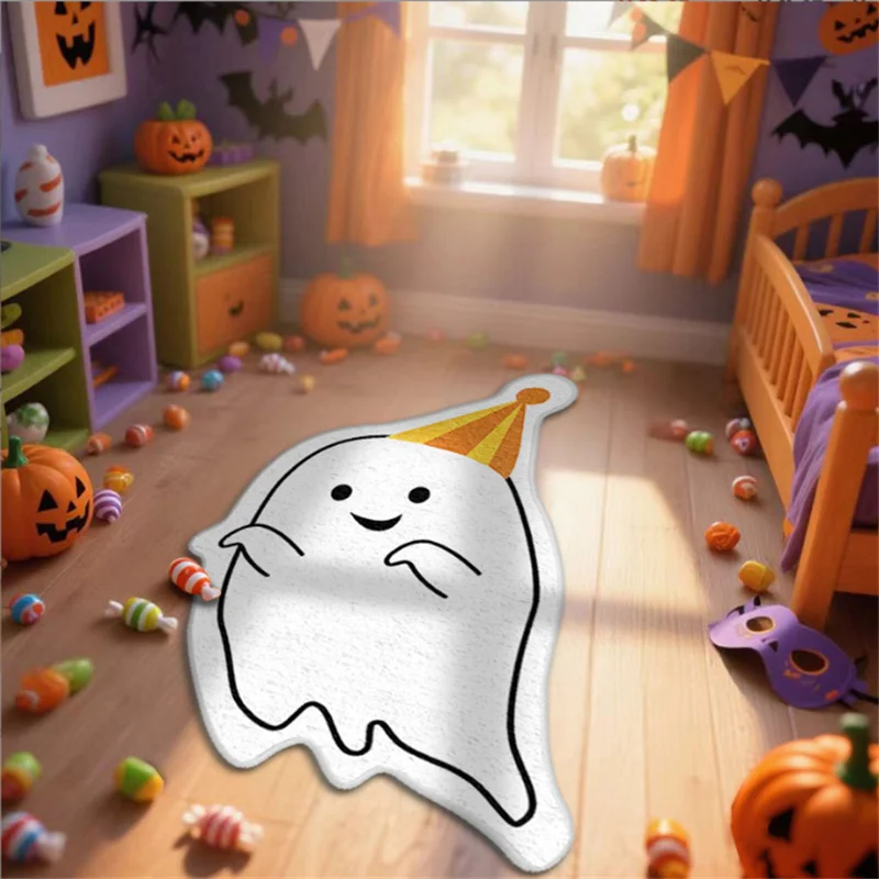 Halloween Imitation Cashmere Floor Mat for Children's Room Bedside Entrance Decorative Carpet Soft Home Textile