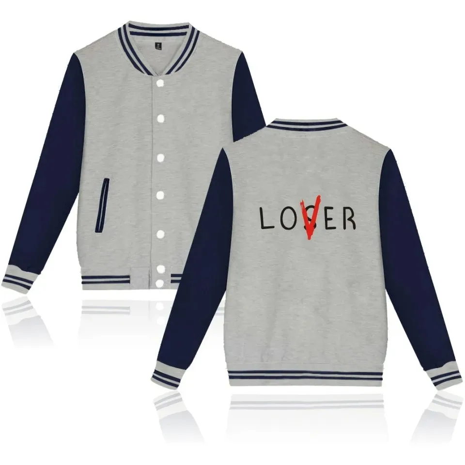 Luckyfridayf loser lover print fashion hip hop male female casual baseball jacket long sleeve hoodies jackets sweater coat tops