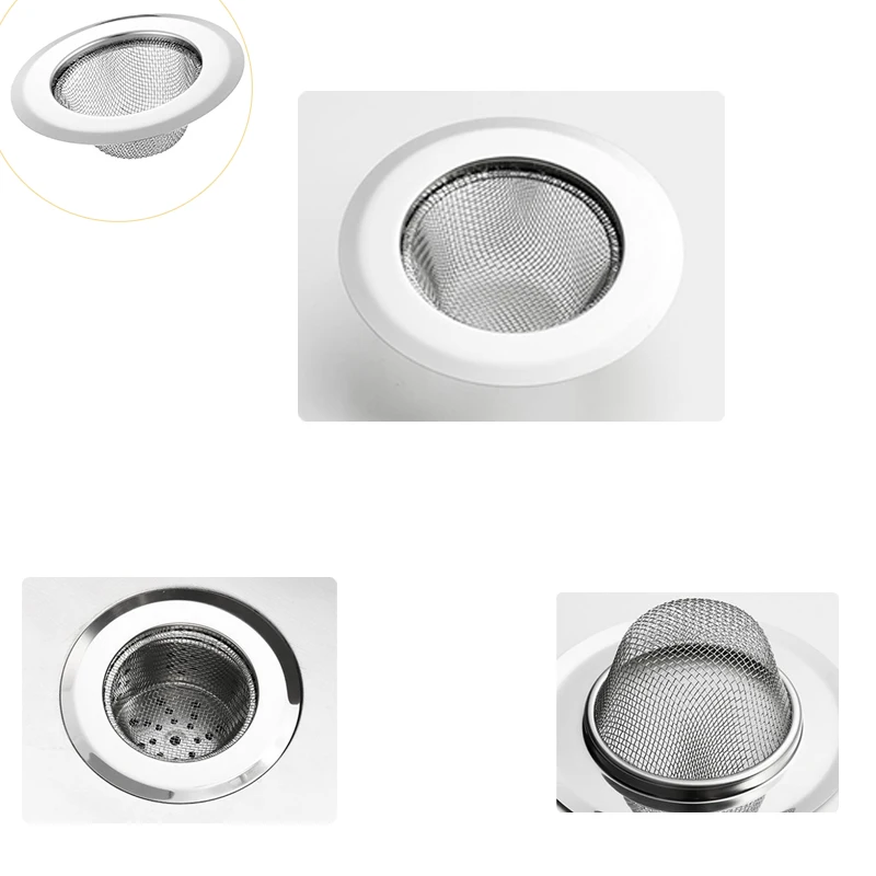 Stainless Steel Sink Strainer Kitchen Anti-clogging Mesh Drain Bathroom Floor Filter Stopper Food Catcher Cover Reusable Screen