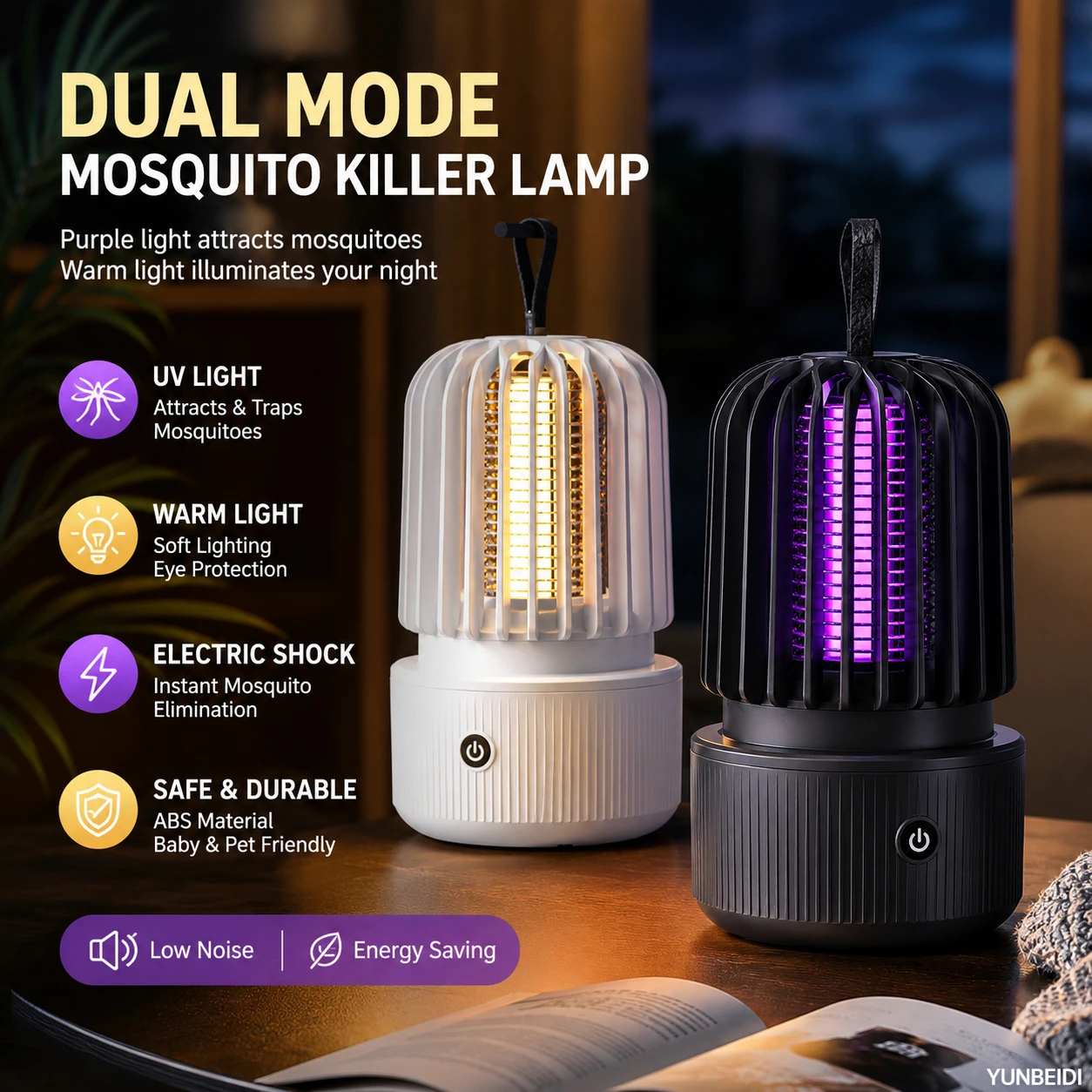Mosquito Killer Lamp 2 in 1 UV Light Mosquito Trap USB Rechargeable Quiet Night Light for Home Bedroom Camping Indoor Outdoor view 2