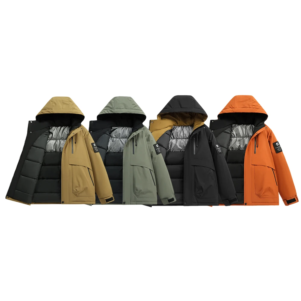 

Men's winter fashion coat with thick hood, autumn and winter men's jacket, thick wool men's jacket, outdoor warm windbreaker