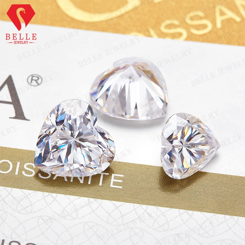 

Loose Moissanite Bulk Price Multicolor Diamond Heart Shape Lab Grown for Gemstone Charms Engagement GRA Moissanite Jewel Making