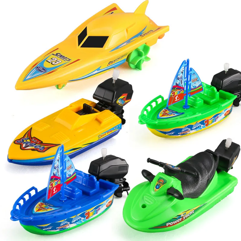 Ship Shower Bath Toy Mini Motorboat Clockwork Wind Up Toy Kid Toys Float in Water Speed Boat Ship Toys Boy