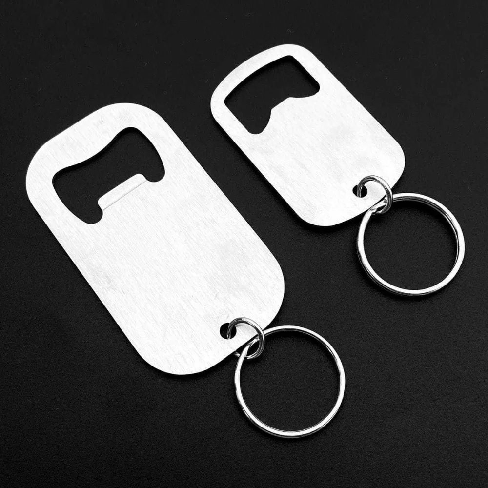 Metal Keychain Multifunctional Wine Opener Keyring Sandblasted Brushed Stainless Steel Portable Key Ring Simple Exquisite Gift