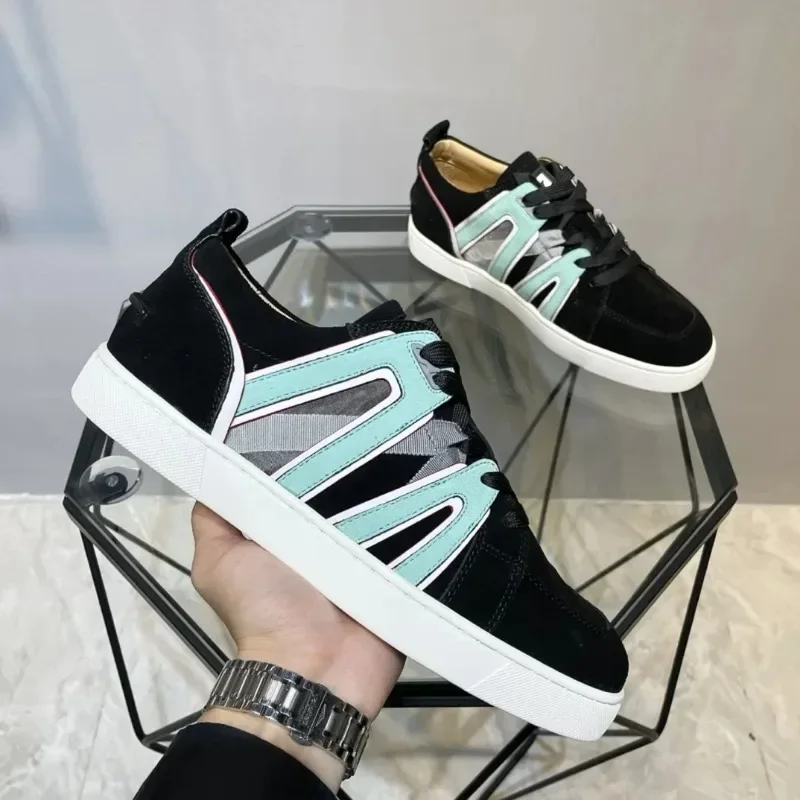 European High-top Full Diamond Men's Shoes Black Suede Rhinestone Red Bottom Shoes Couple Models Rivet High-top Sneakers Trend