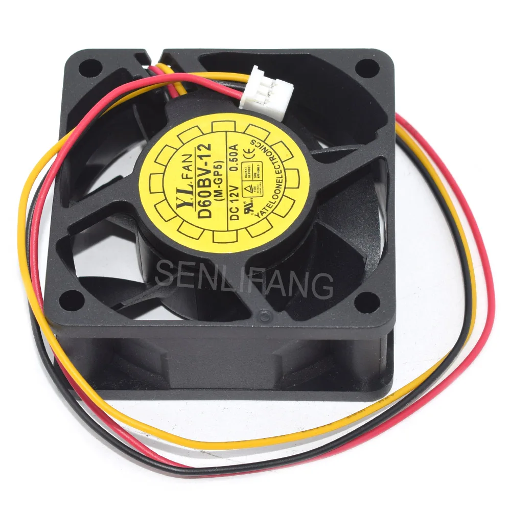 D60BV-12 DC12V 0.50A 60*60*25MM 6CM 3Pin