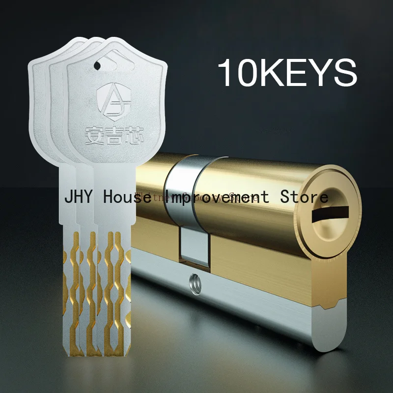 10Pcs Brass Key Door Lock Cylinder 65-110mm Double Open Sided Blade Break Anti Stainless Steel Bar Snake Groove Cylinder