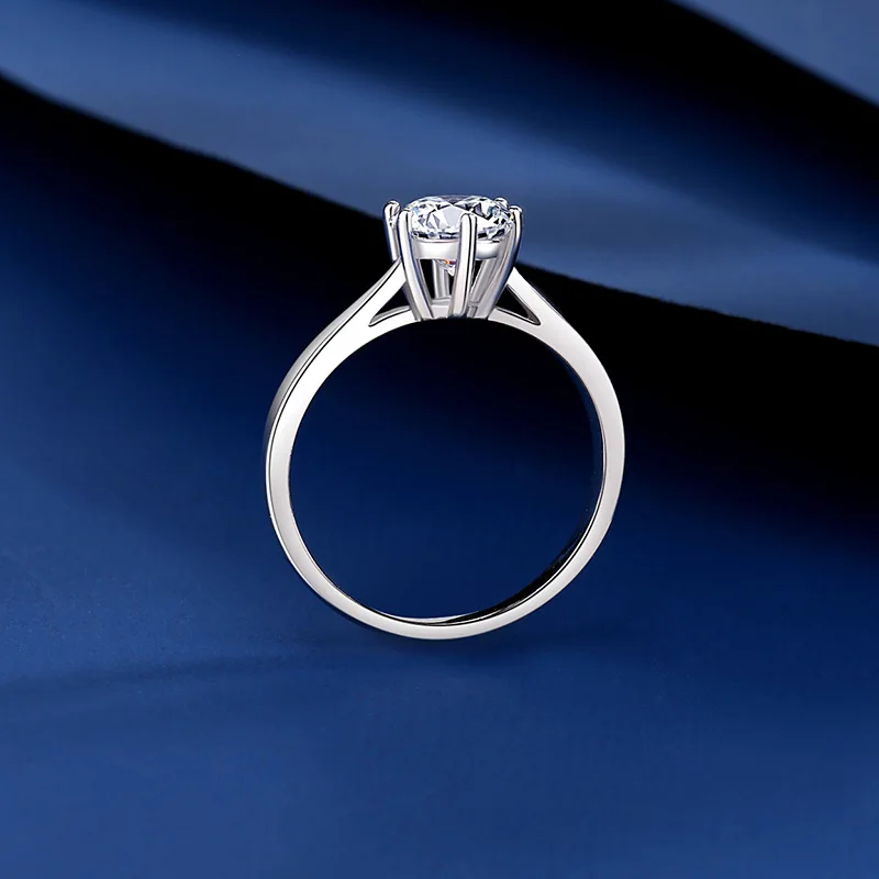 YINHED Classic Six-Claw Solitaire Moissanite Diamond Wedding Engagement Rings for Women Pure 925 Sterling Silver Fine Jewelry