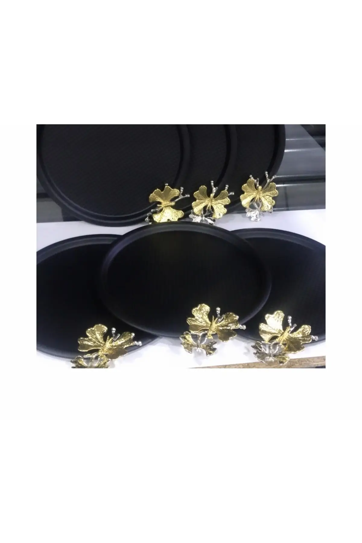 

Black color 6 li coffee service tray with butterfly luxury 2022 tray with butterfly luxury tray Tea tray