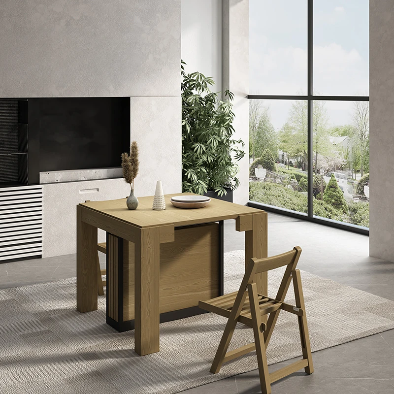 retractable dining table, stretchable household small apartment, silent wind island, invisible dining table and chairs