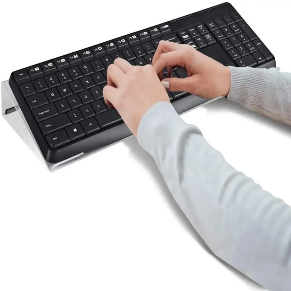 

Clear Acrylic Keyboard Stand Ergonomic Design Tilted Computer Keyboard Holder Durable Silicone Anti-Slip Case Keyboard Tray Home