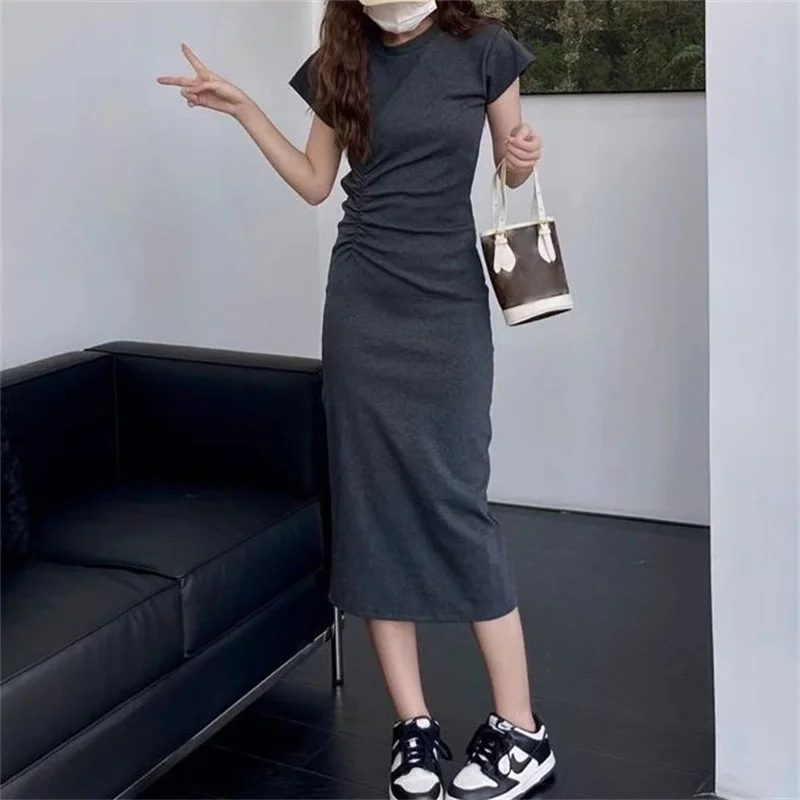 Woman Spring Summer Style Bodycon Dress Female Casual Short Sleeve O-Neck Straight Dress Vestidos SS152