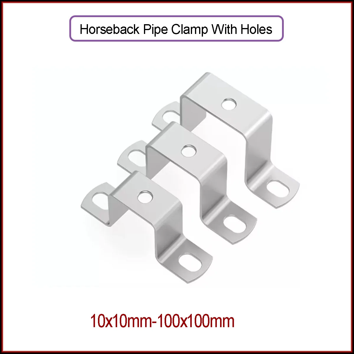 304 Stainless Steel Thickened Square Horseback Pipe Clamp With Holes - Secure Pipe Fixing Bracket for Square Tubes, Water Pipes