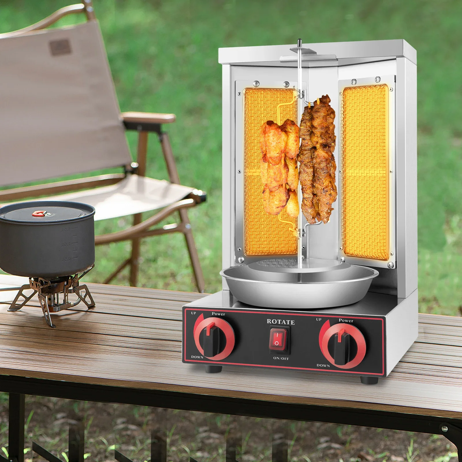 3000 W Döner Grill Kebap Grill Döner Gas Döner Kebab Machine Gyrosgrill Tischgrill 360 ° Rotation