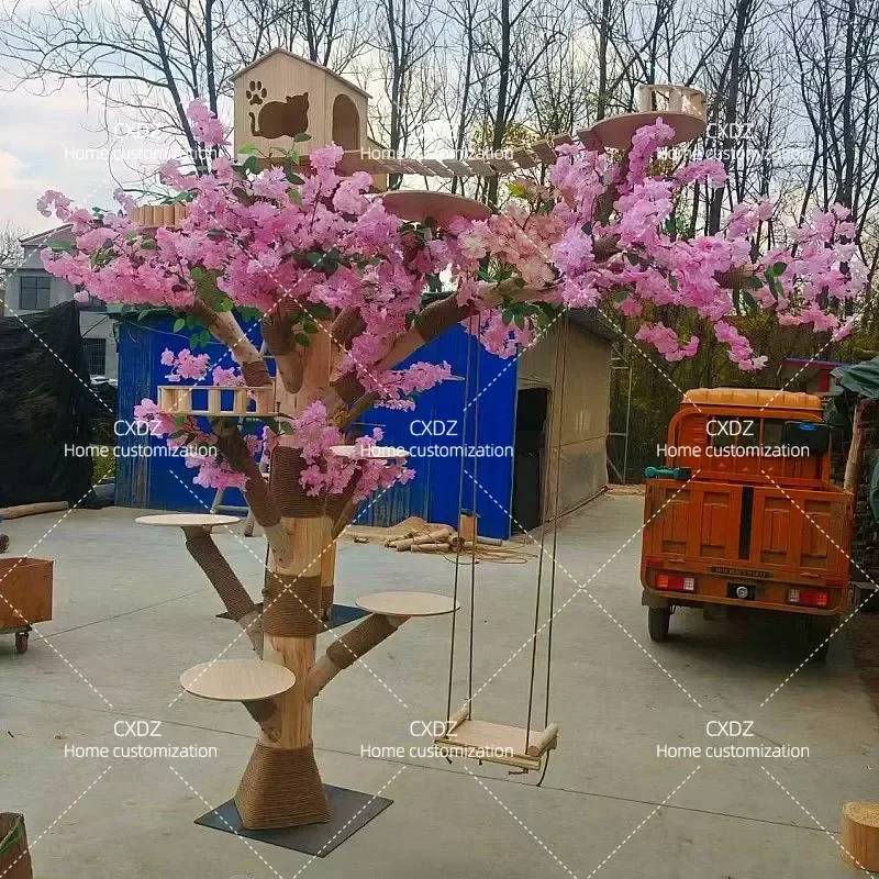 Large Cat Tree with Integrated Nest and Scratching Post Multi Level Climbing Frame House Tower for Indoor Cats Furniture