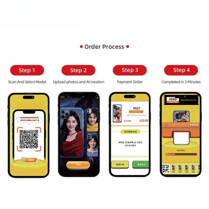حافظة هاتف محمول أوتوماتيكية بالكامل آلة طابعة ذاتية الصنع آلة بيع طباعة حافظة هاتف مخصصة للأعمال