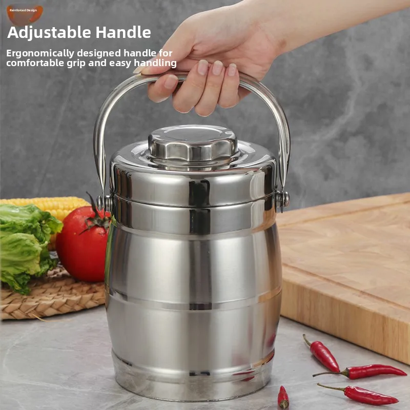 صندوق غداء معزول من الفولاذ المقاوم للصدأ بسعة كبيرة، وعاء أرز مفرغ الهواء على شكل أسطواني، 23 طبقة، صندوق غداء للطلاب والمكاتب #2