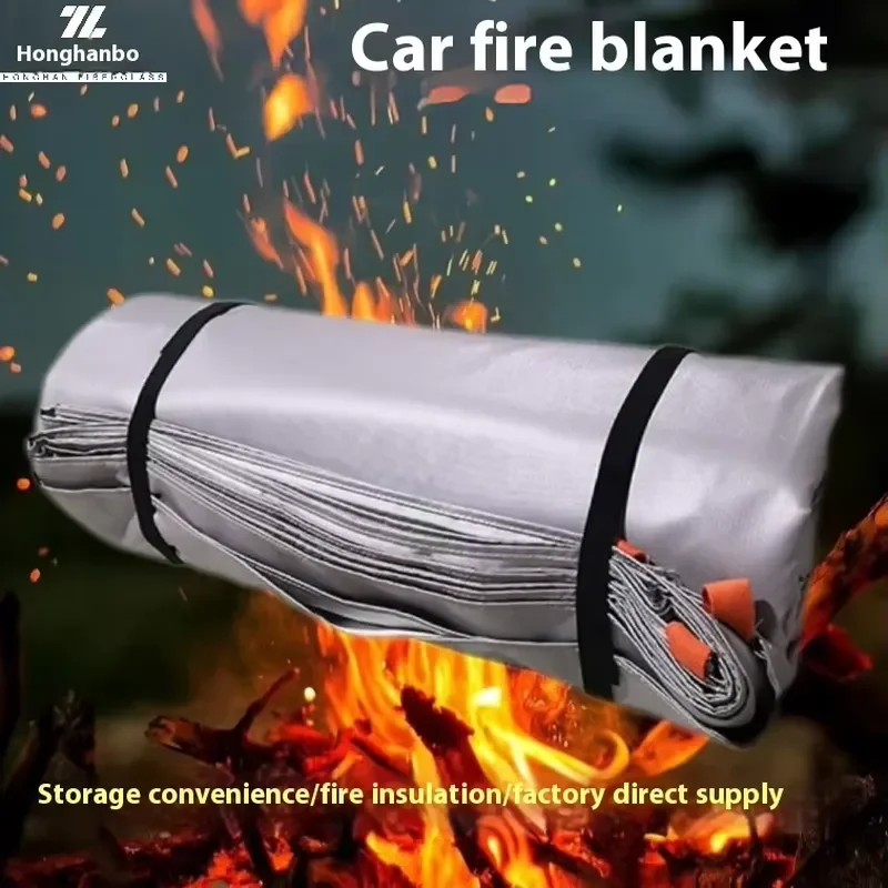 Portable Car Fire Blanket Heat Resistant Silicone Emergency Safety Cover with Storage Bag for Vehicle Auto Truck Emergency