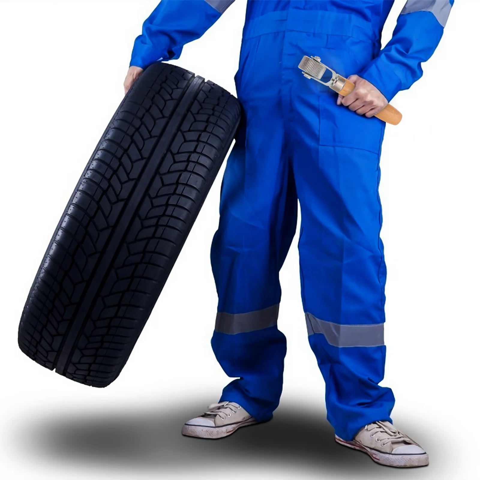 

3Pcs Car Tire Repair Tool Wood Handle Rollers High Hardness Pressing Wheels for Tire Patch Compaction Wooden Handle Rollers