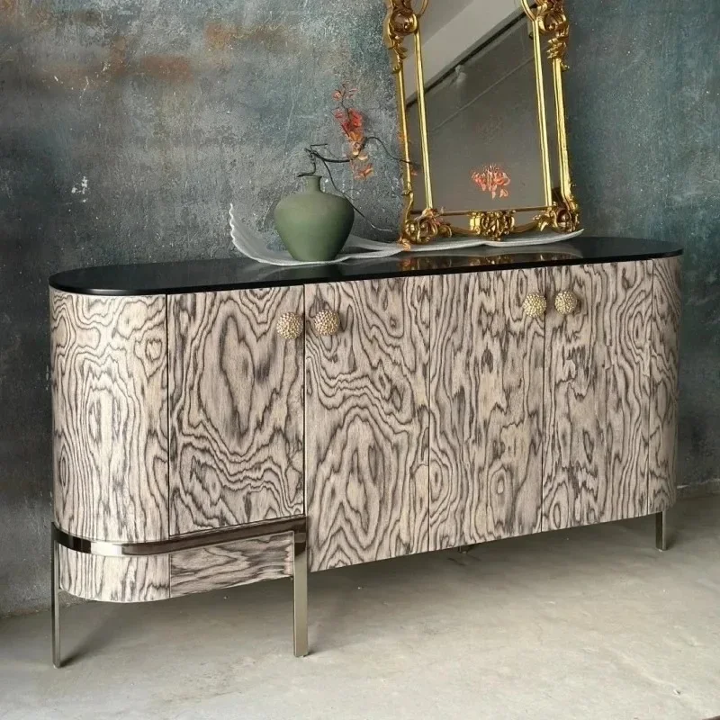A French retro solid wood dining side cabinet, antique , homestay model house, household entrance cabinet