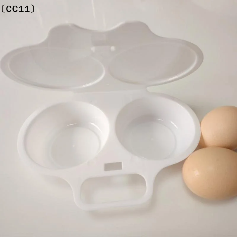 2Pcs Dual Cavity Microwave Steamer Egg Cooker Food-grade Plastic Fryer Egg Steamer Mold Kitchen Access Kitchen Utensils〔CC11〕