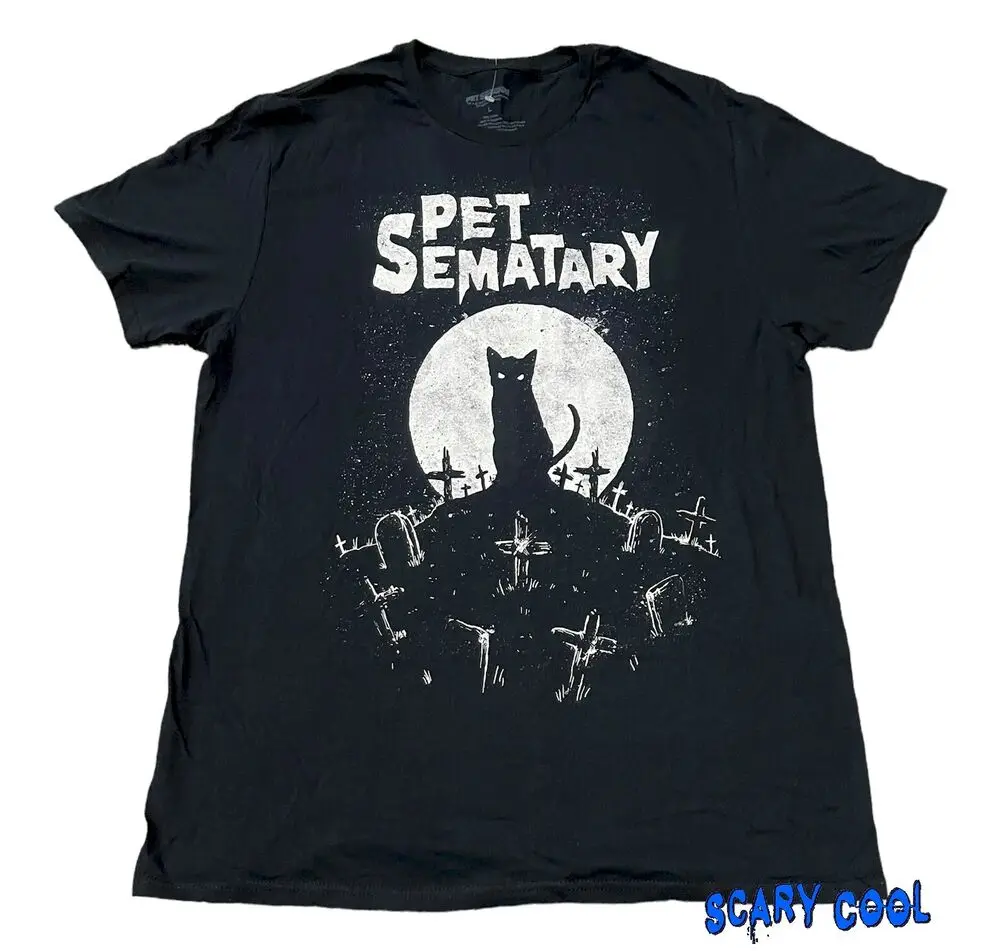 New Pet Sematary Cat Grave Yard Stephen King Men's Black Vintage T-Shirt